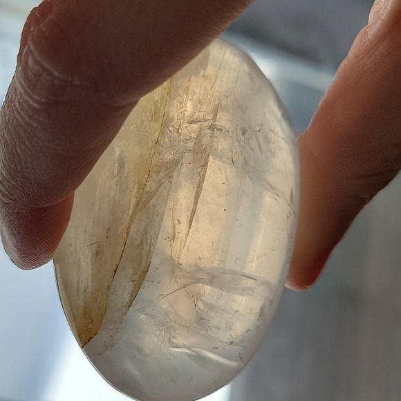 Quartz Palm Stone With Golden Healer - Picture 6 of 6
